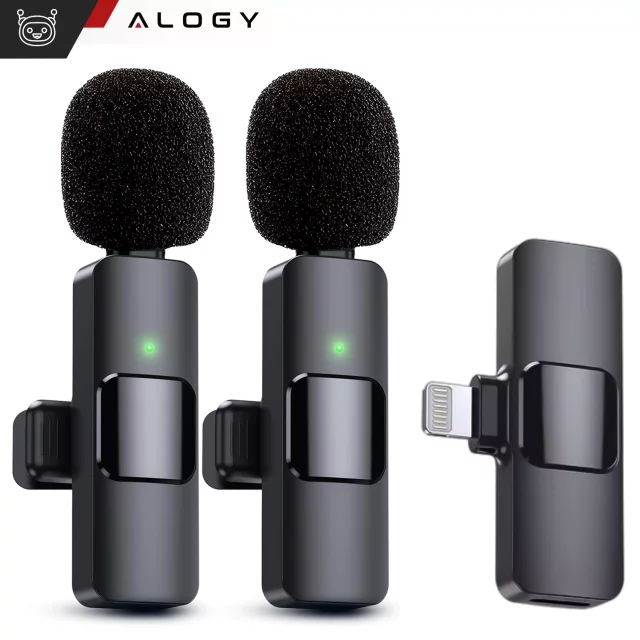 2x Alogy Lightning Wireless Lavalier Microphone for Apple iPhone iPad Small Microphones Two-Microphone Set