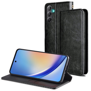 Protective Flip Leather Wallet Alogy Wallet Case Phone Shell for Samsung Galaxy A54 5G Black Glass
