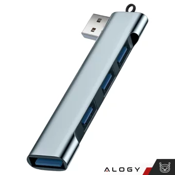 Alogy HUB Splitter Adapter for Laptop Computer USB-A to 3x USB-A 2.0 1x USB-A 3.0 Gray