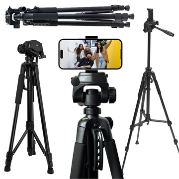 Fotografování ze stativu Stativ Univerzální stojan na fotoaparát 1/4 držák na telefon s fotoaparátem 170 cm Alogy Black
