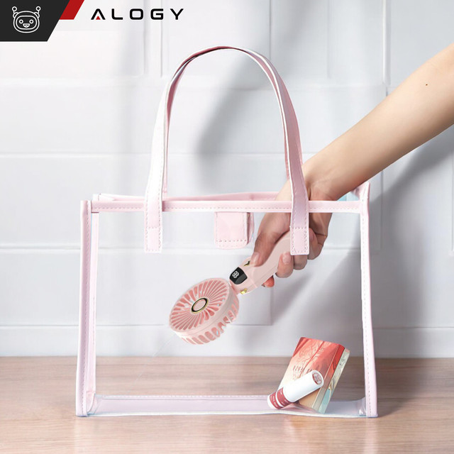 Alogy Hand-Tischventilator, kabellos, tragbar, Handventilator mit Griff, Pink