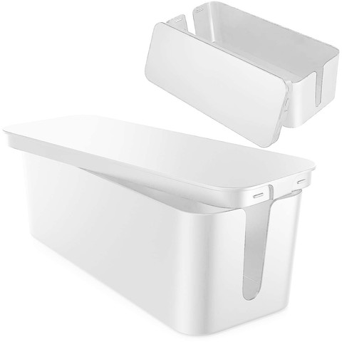 Kabel-Organizer Schreibtisch-Bodenbehälter Kabelbox Alogy Box L 40 cm groß Weiß