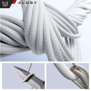 Kabel USB-C typu C Silný rychlý 60W PD 1M pro iPhone 15/Pro/Max iPad MacBook Alogy nylonový kabel bílý