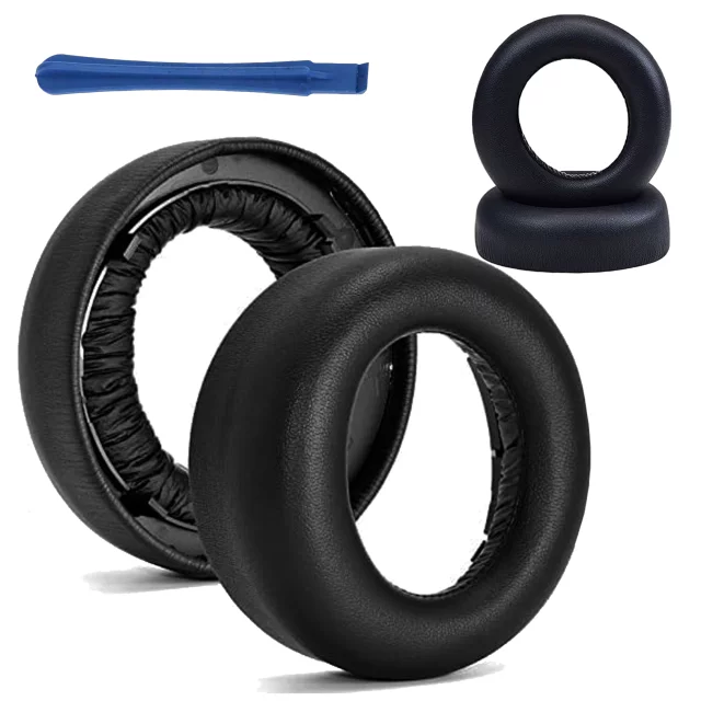 Nauszniki 2x wymienne pady gąbki do słuchawek do Sony PS5 Wireless PULSE 3D Czarne + urządzenie do demontażu