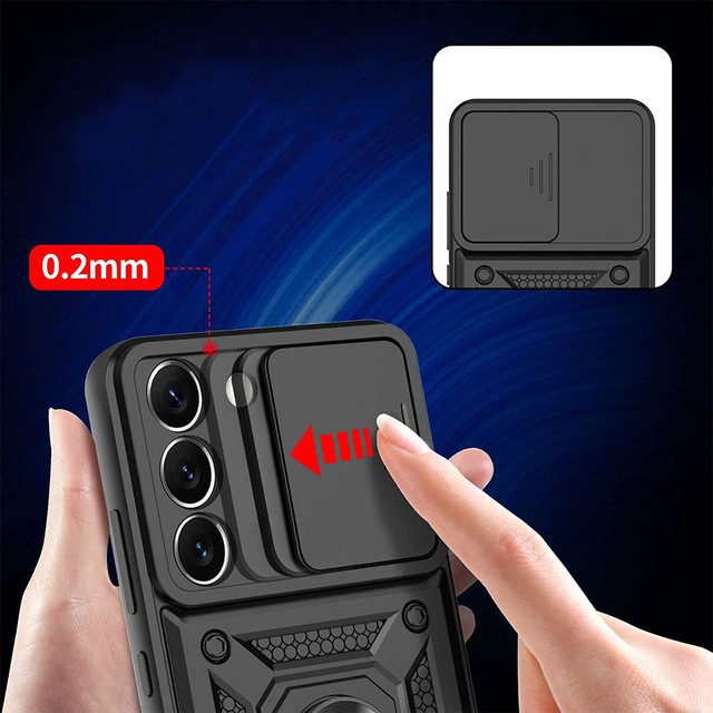 Pouzdro Alogy Camshield Stand Ring Case s krytem fotoaparátu pro Samsung Galaxy S23 Plus Armored Black