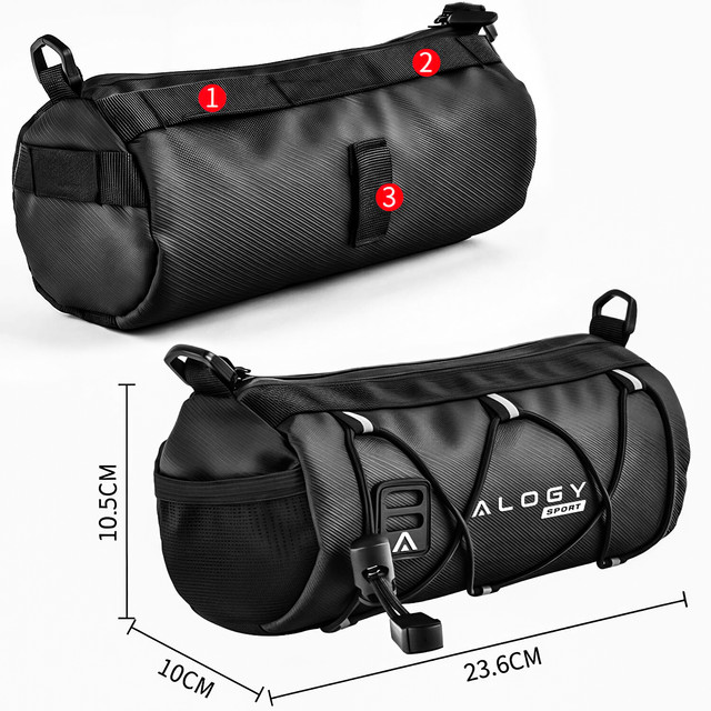 Brašna na tašku na kolo 2,5 l rám na řídítka rám na tašku obal na tašku 23,6 x 10,5 x 10 cm (S) Alogy Sport černá