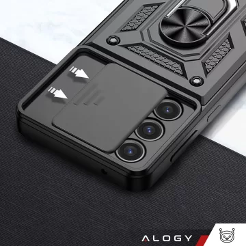 Case for Samsung Galaxy S25 armored Slide Case Ring housing camera protection Camshield Alogy black Glass