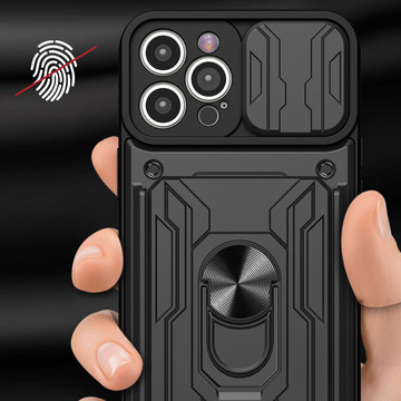 Pouzdro Alogy Camshield Stand Ring Wallet Case s krytem fotoaparátu a slotem pro kartu pro Apple iPhone 14 Pro Black
