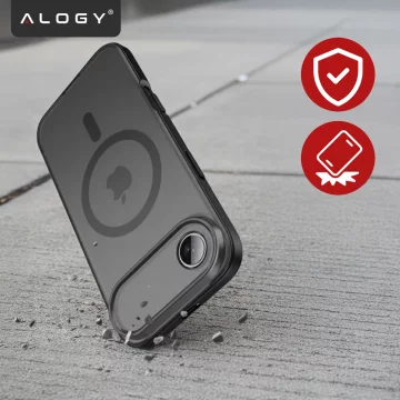 Hülle für Apple iPhone 16 Pro Max Alogy MagSafe Hybrid Matte Case Matte Cover mit Linsenschutz Schwarz
