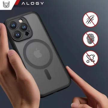 Case for Apple iPhone 15 Pro Max Alogy MagSafe Hybrid Matte Case matte cover with lens protection black Glass