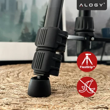 Fotografování ze stativu Stativ Univerzální stojan na fotoaparát 1/4 držák na telefon s fotoaparátem 170 cm Alogy Black