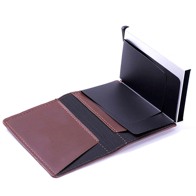 Alogy Smart Wallet s držákem na kartu AirTag Air Tag pro hotovostní RFID ochranu Hnědá