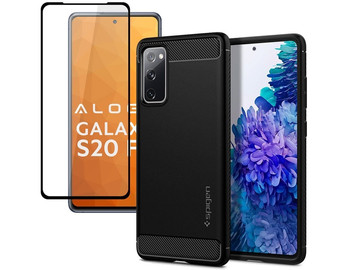 Pouzdro Spigen Rugged Armor pro Samsung Galaxy S20 FE Matte Black Glass Alogy Full