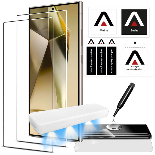 2x Tempered Glass for Samsung Galaxy S24 Ultra Screen Protector with UV Lamp Glass 9H Glue Alogy