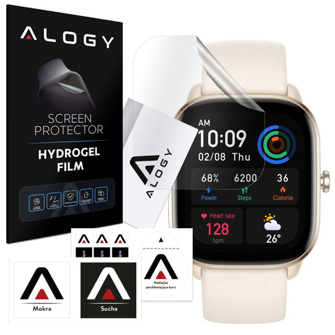 2x ochranná fólie na chytré hodinky Alogy Hydrogel pro Xiaomi Amazfit GTS 4
