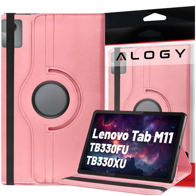 Etui 360 do Lenovo Tab K11 / K11E 11” M11 10.95" TB330FU / TB330XU / TB331FC obrotowe pokrowiec obudowa z klapką na tablet Case Alogy Różowe
