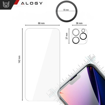 Case for iPhone 15 Pro Housing Case 2x screen glass and 2x lens Ring armored Alogy 360 Hybrid Set 6in1 black and transparent