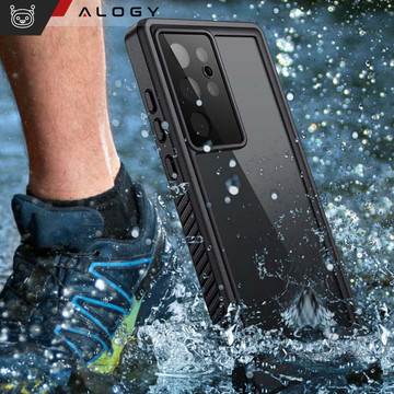 Waterproof case for Samsung Galaxy S23 Ultra 360 Alogy Armor IP68 with lanyard Black