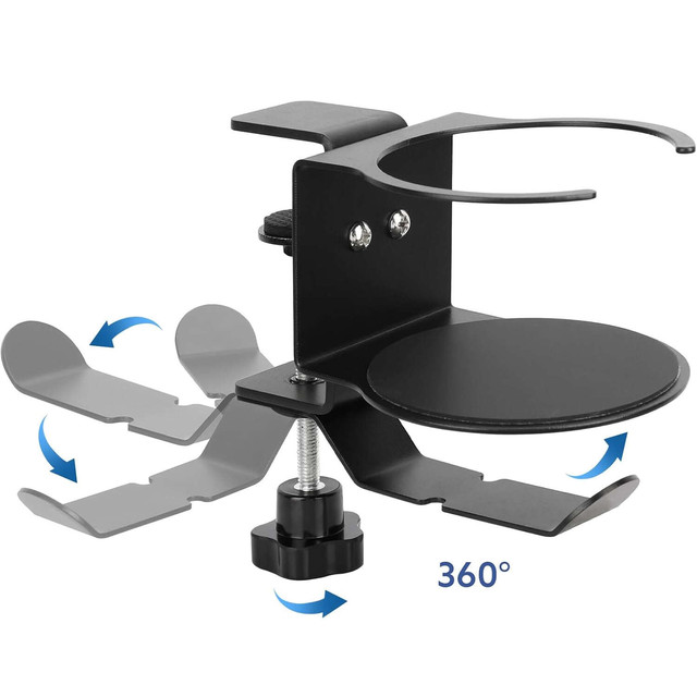 2in1 Desk Organizer Holder for Cup Headphones Cables Desk Aluminum Stand Hanger Hook Alogy Black