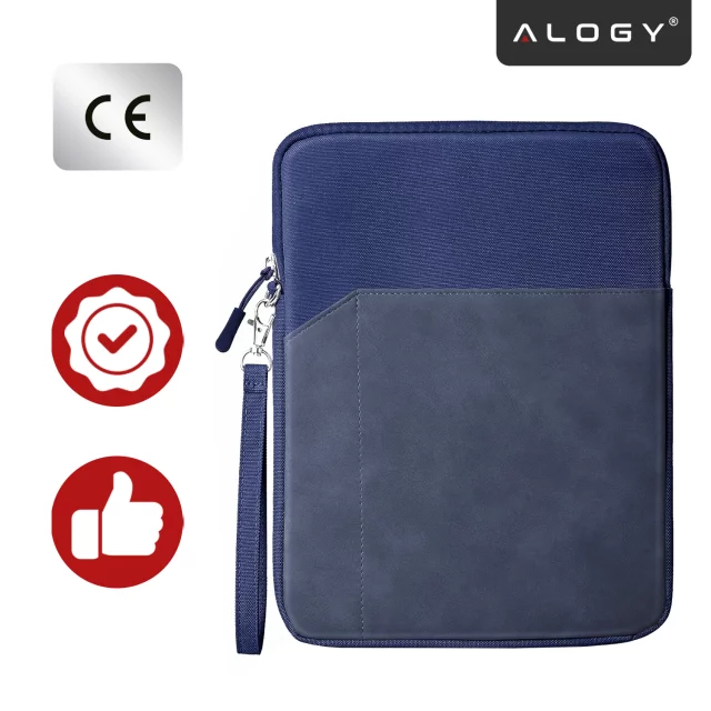 Torba Wsuwka Uniwersalna na tablet laptop 12–13" z Smyczką i Kieszonką, Ochronna, Wodoodporna, Miękkie Wnętrze Alogy SleeveBag™ – Etui do MacBook, iPad, Samsung, Lenovo, Xiaomi, Granatowy