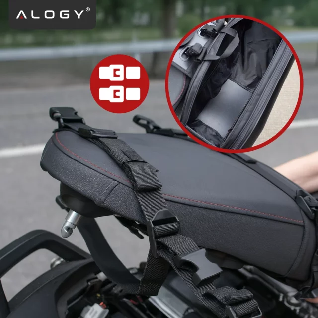 Motocyklová podsedlová brašna 38-58L - Brašna, boční kufry, brašna na zadní sedadlo, vodotěsná, tvrdý materiál, nastavitelná pro motocykl - Alogy RoadPack™ černá