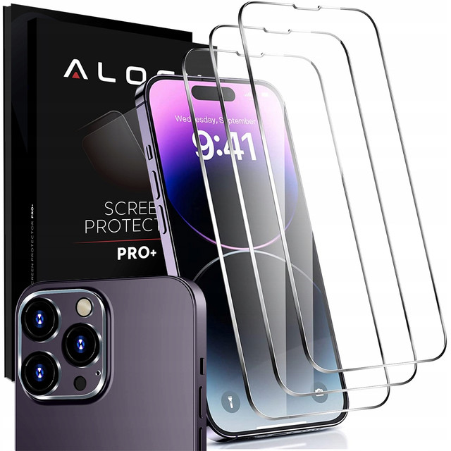 Alogy Glass Pack 3x Tvrzené sklo na displej 9h Sklo na objektiv pro Apple iPhone 14 Pro