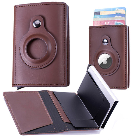 Portfel na dokumenty Alogy Smart Wallet z miejscem na AirTag Air Tag na karty gotówkę ochrona RFID Brązowy