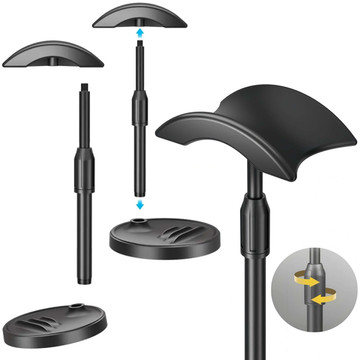 Stolní stojan Držák na sluchátka nastavitelný na stůl se stojanem na telefon závěsný háček Alogy Black