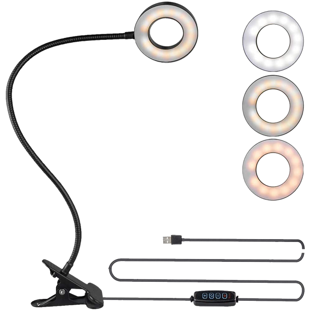 Lampe flexibler Ring Lampe Alogy Clipring für Schreibtisch flexible Universalfernbedienung USB Schwarz