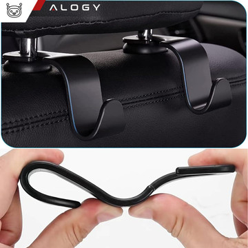 Hanger holder car hook for seat headrest car organizer hook Alogy Car 1 pc Black