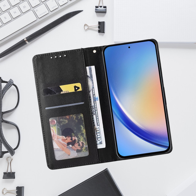 Schützende Flip-Leder-Brieftasche Alogy Wallet Case Handyhülle für Samsung Galaxy A54 5G Schwarz