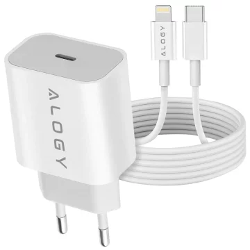 Alogy schnelles USB-C PD 20 W Wandladegerät Lightning-Kabel 1 m Weiß