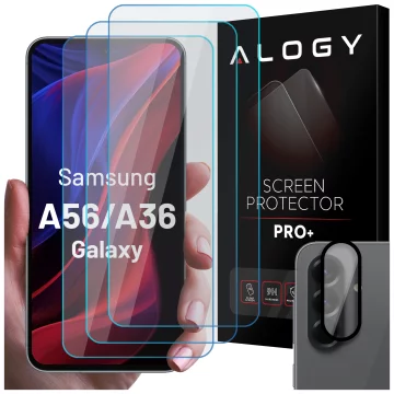 3x Szkło hartowane na ekran + szkło na obiektyw do Samsung Galaxy A56/A36 5G 2025 ochronne szkiełko na ekran i aparat 9H Alogy GlassGuard Pack™️ zestaw szkieł ochronnych