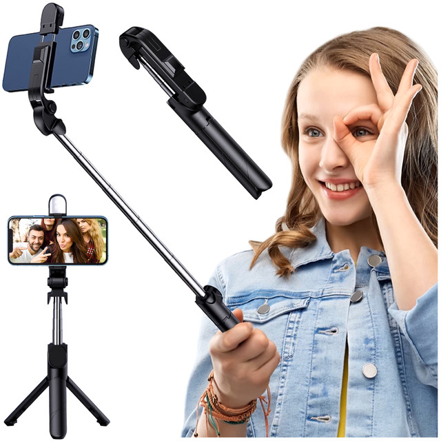 Alogy Holder Wireless Selfie Stick Bluetooth foldable Tripod Mini tripod for phone with LED light