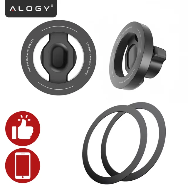 Držák do větrací otvoru auta - Duální držák MagSafe pro 2 telefony, pevný a stabilní, magnetický design - Alogy MagGrip™ Duo Black
