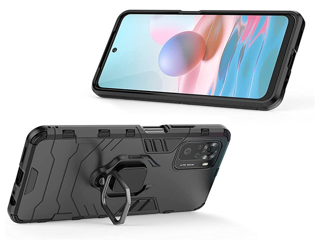 Etui Alogy Stand Ring Armor do Xiaomi Redmi Note 10/10s czarne + Szkło