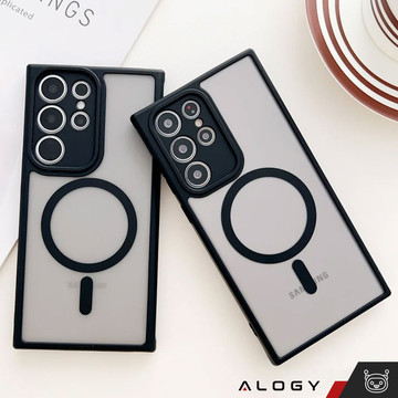 MagSafe Alogy Ring Mag Clear Case for Samsung Galaxy S23 Ultra Qi Chargers Black