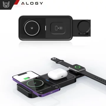 Bezdrátová indukční nabíječka Qi QC 3.0 3v1 Rychlá pro Apple iPhone Airpods Watch Nabíjecí stanice 15W černá