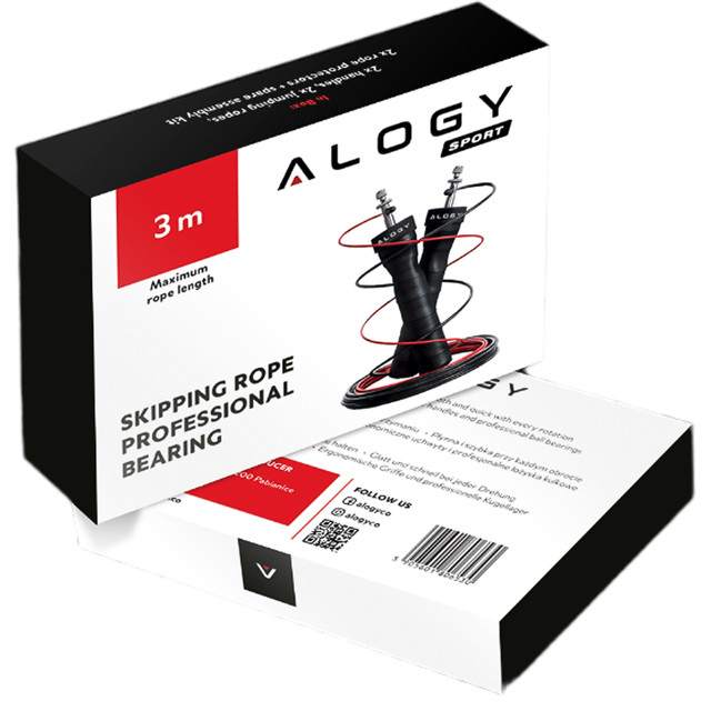 Nastavitelné boxerské lano Crossfit Fitness Alogy Sport s vyměnitelnými články 300cm ložiska pohodlné černé