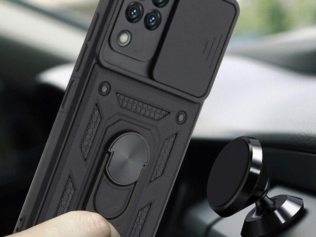 Alogy Stand Ring Armor case with camera cover for Galaxy A22 / M22 4G black