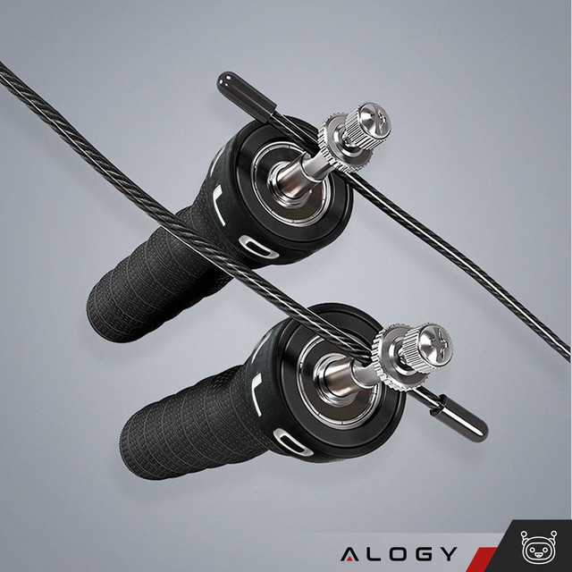 Nastavitelné boxerské lano Crossfit Fitness Alogy Sport s vyměnitelnými články 300cm ložiska pohodlné černé