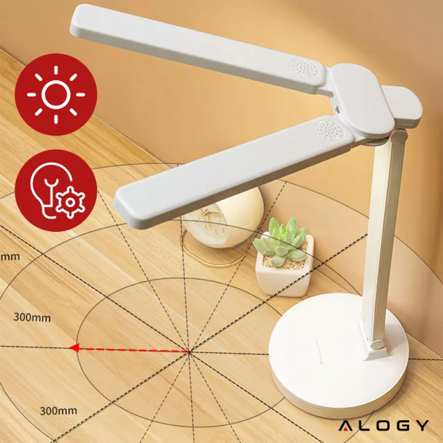 Lamp Alogy double LED desk lamp standing on the desk with a battery school draftsman White