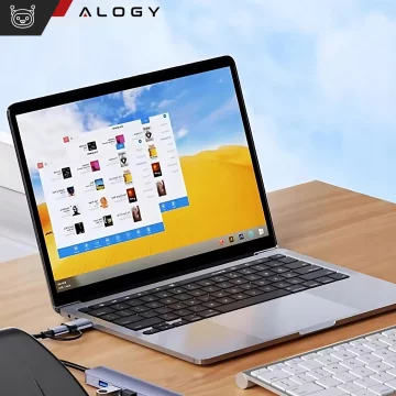 HUB splitter Alogy Adaptér pro počítačový notebook s USB-C na 3x USB-A 2.0 1x USB-A 3.0 šedý