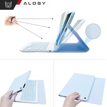 Alogy-Hülle mit Stifthalter, kabellose Tastatur für Apple iPad 11 (2025) / iPad 10.9 (2022), blaues Glas
