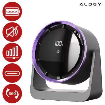 Stolní ventilátor stojící ventilátor malé oběhové čerpadlo s klipem bezdrátové ruční 500mAh USB-C Alogy White