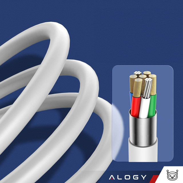 2x Kabel 2m USB-C do Lightning Alogy Fast Charge przewód do ładowania iPhone 20W biały