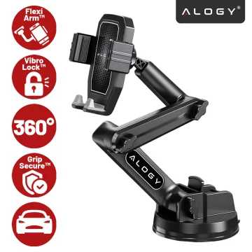 Car Phone Holder 7.2" for Truck Bus Lorry Excavator Car Long 43cm for Windshield Cockpit Alogy Black