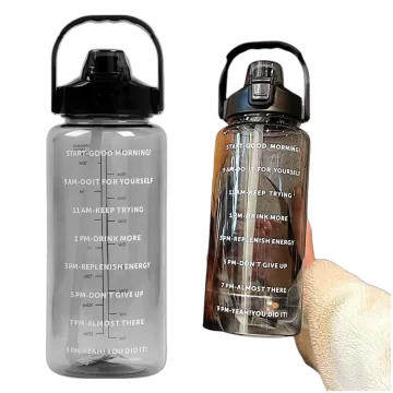 Large bottle for drinking drinks Alogy MotivHydro Motivational measuring cup 2l 2000ml Black