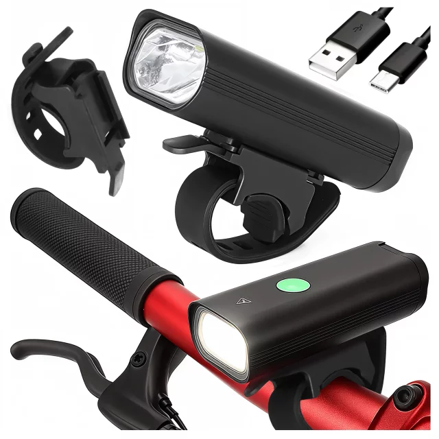 Světlo na kolo Přední LED světlo na kolo Osvětlení na kolo Vodotěsné IPX5 Alogy P12 Bike Light Black
