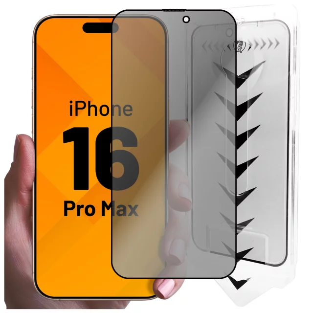 Tempered glass Privacy for Apple iPhone 16 Pro Max 9H Alogy Privacy EasyShield™️ with mounting frame